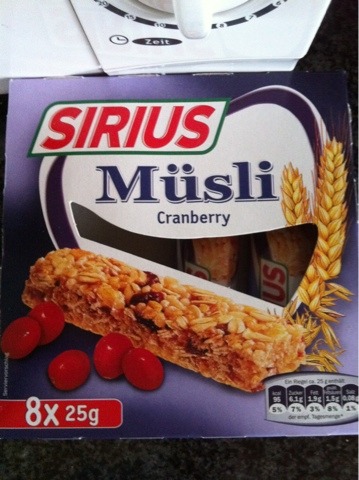 Laktosefrei Sirius Musliriegel Cranberry Laktonaut